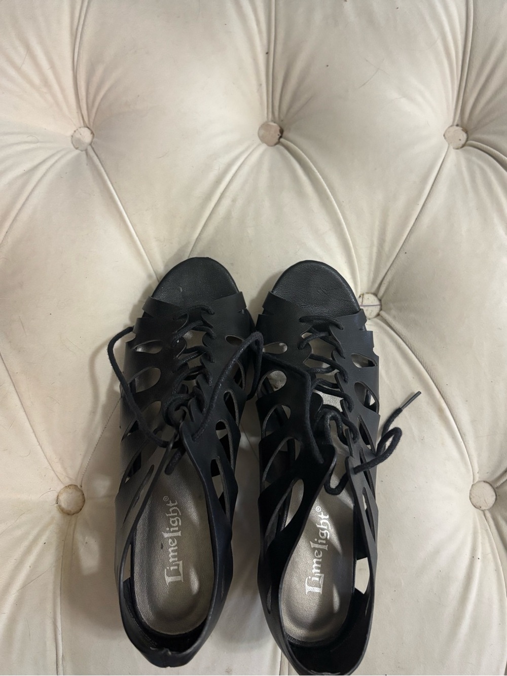 Limelight Black Lace-Up Cutout Heels